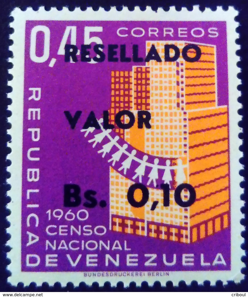 Venezuela 1965 Recensement Census Surchargé Overprinted RESELLADO Yvert 708 ** MNH - Madagaskar (1960-...)