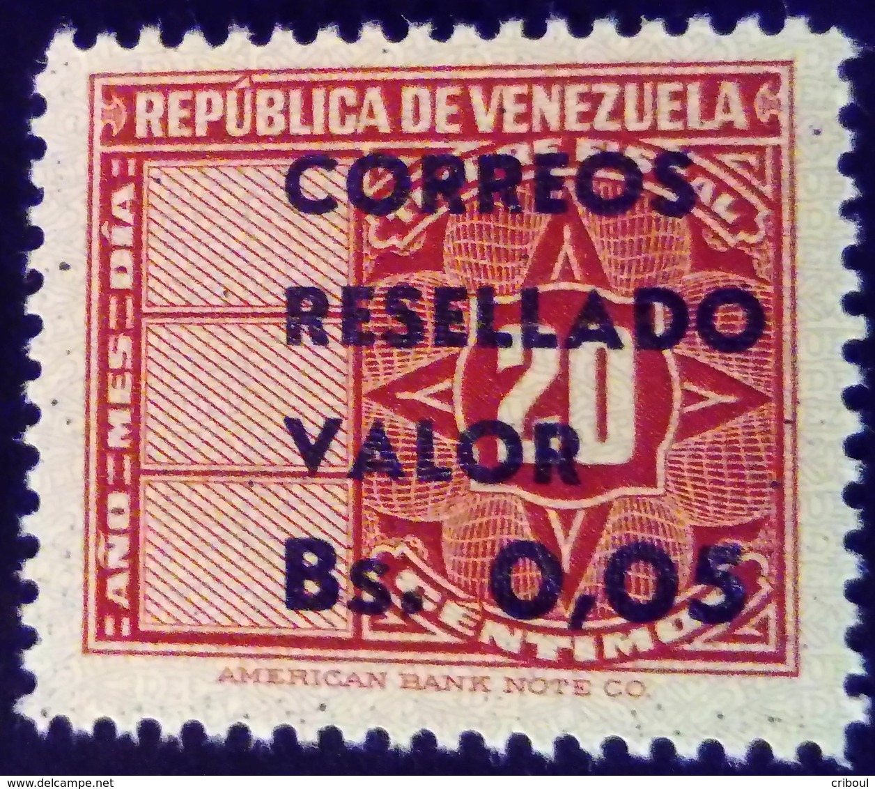 Venezuela 1965 Timbre Fiscal Surchargé Overprinted RESELLADO Yvert 719 ** MNH - Madagaskar (1960-...)
