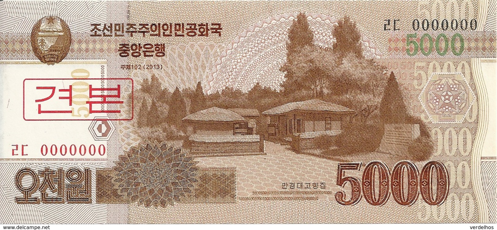 COREE DU NORD 5000 WON 2013 UNC P 67 S - Corée Du Nord