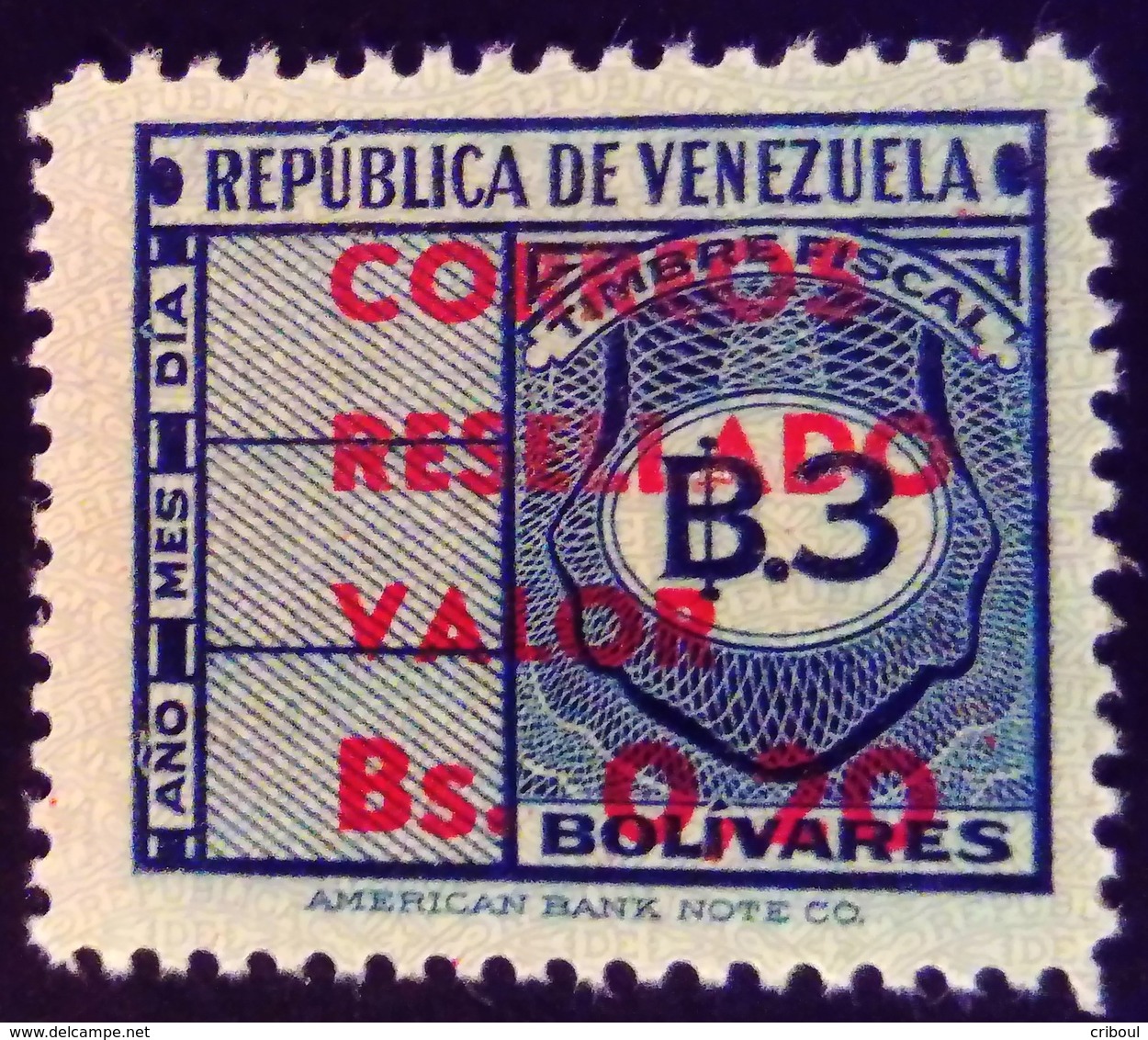 Venezuela 1965 Timbre Fiscal Surchargé Overprinted RESELLADO Yvert 722 ** MNH - Madagaskar (1960-...)