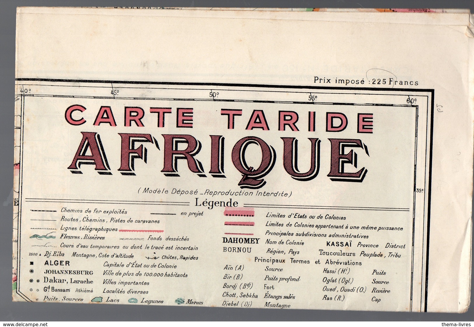 Afrique : Carte Taride EN COULEURS   (sd)  (PPP11085) - Carte Geographique