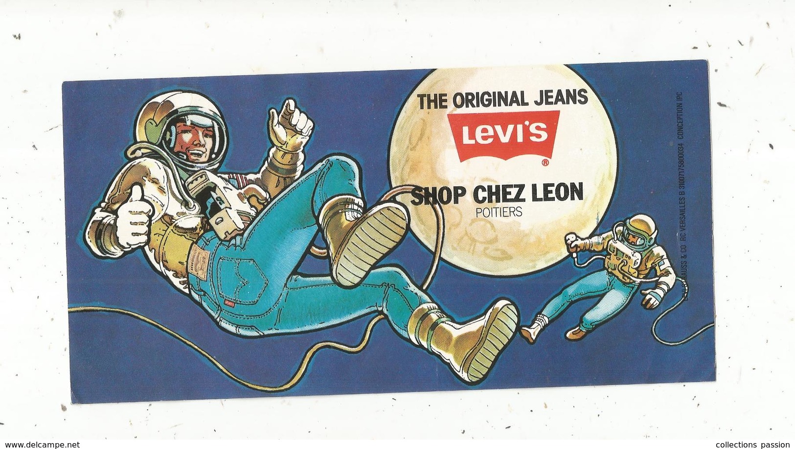 Autocollant , The Original Jeans LEVI'S ,  SHOP CHEZ LEON ,  Poitiers, 185 X 95 Mm ,  Frais Fr 1.55 E - Autocollants