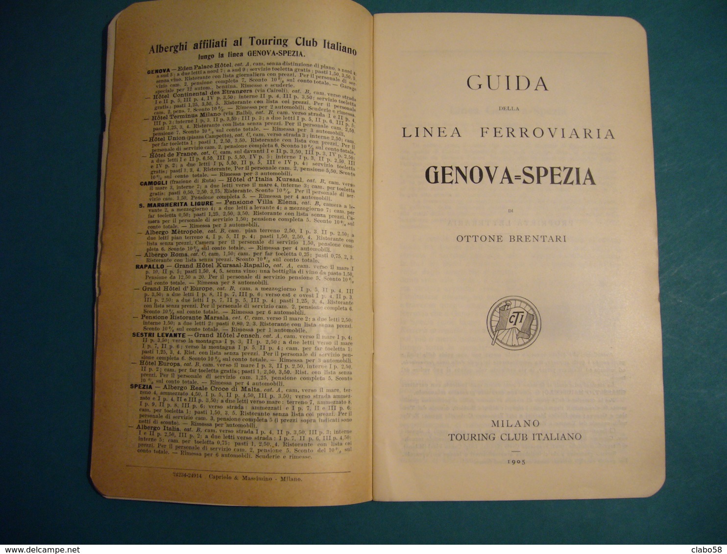 1905  GUIDA DELLA LINEA FERROVIARIA   GENOVA - LA SPEZIA    CTI  40 PAGINE CON MAPPA - Dépliants Turistici