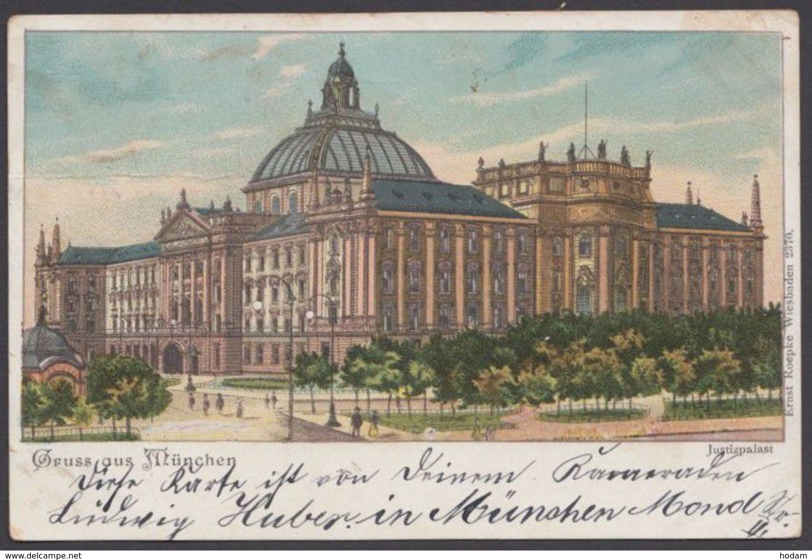 "München", Justizpalast, Farbig, 1899 Gelaufen - München