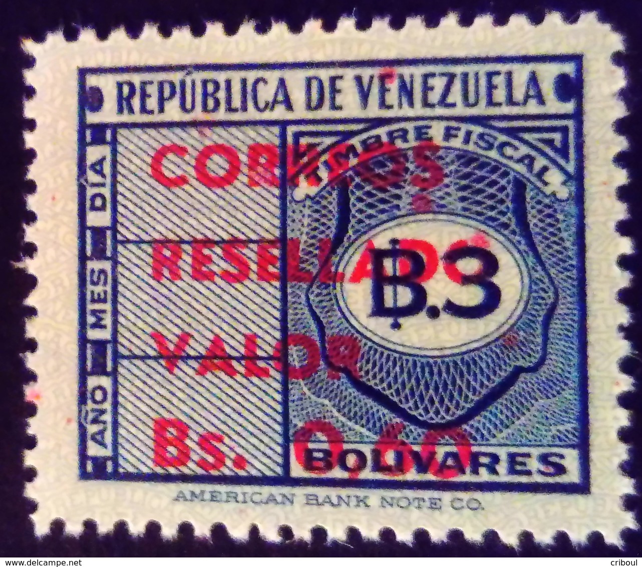 Venezuela 1965 Timbre Fiscal Surchargé Overprinted RESELLADO Yvert 725 ** MNH - Madagaskar (1960-...)