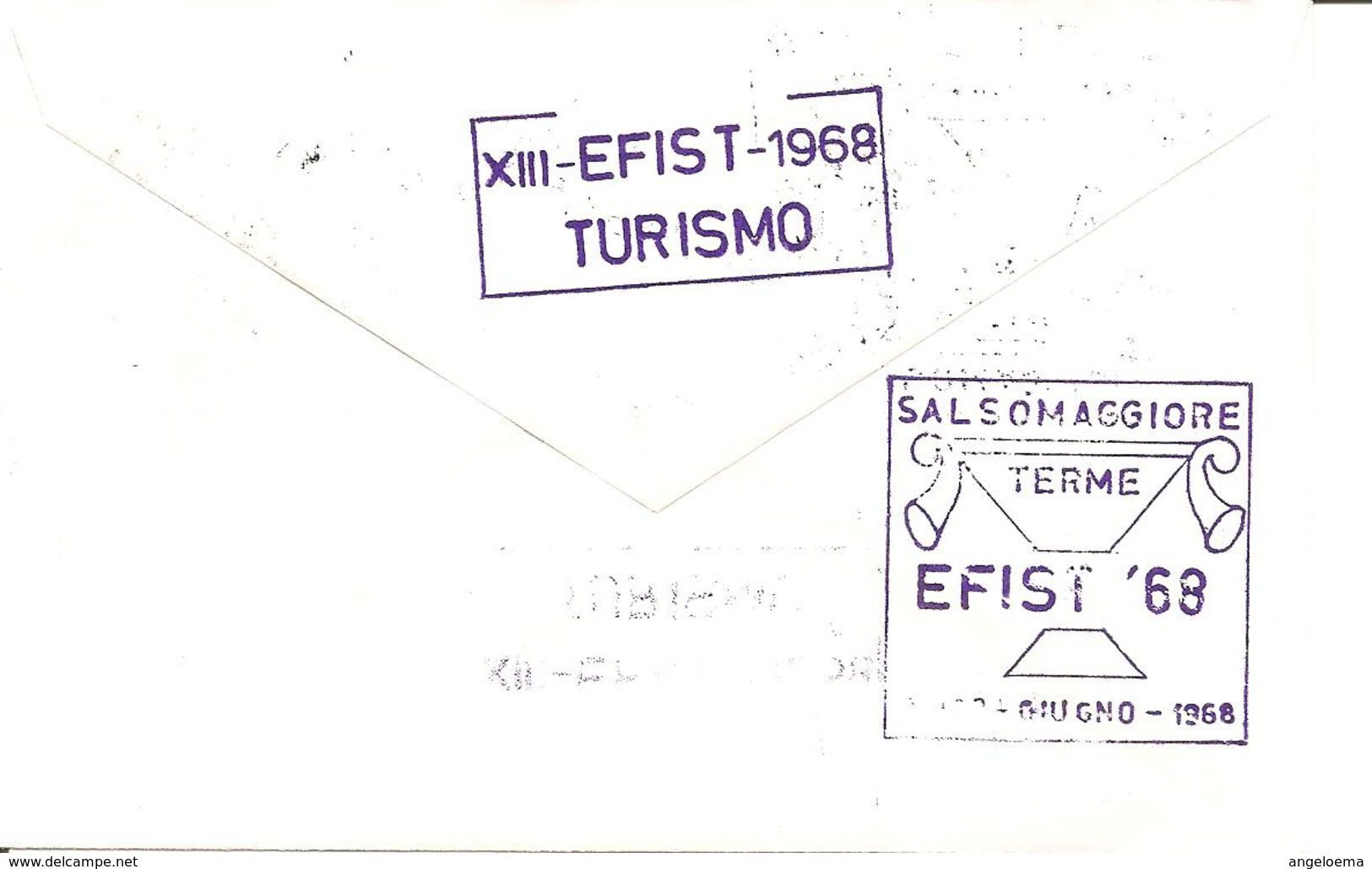 ITALIA - 1968 SALSOMAGGIORE TERME (PR) XIII  Mostra Filatelica Efist + 2 Timbri Viola Mostra Efist (retro) - Esposizioni Filateliche