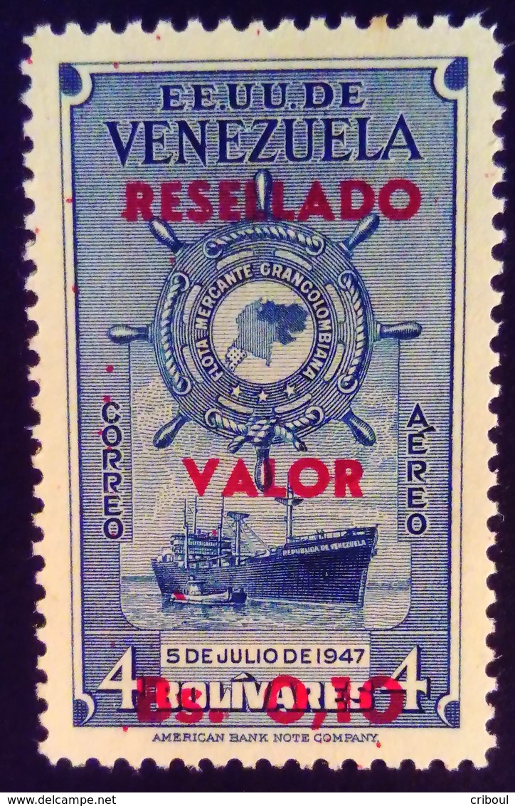 Venezuela 1965 Bateau Boat Surchargé Overprinted RESELLADO Yvert PA822 ** MNH - Madagaskar (1960-...)