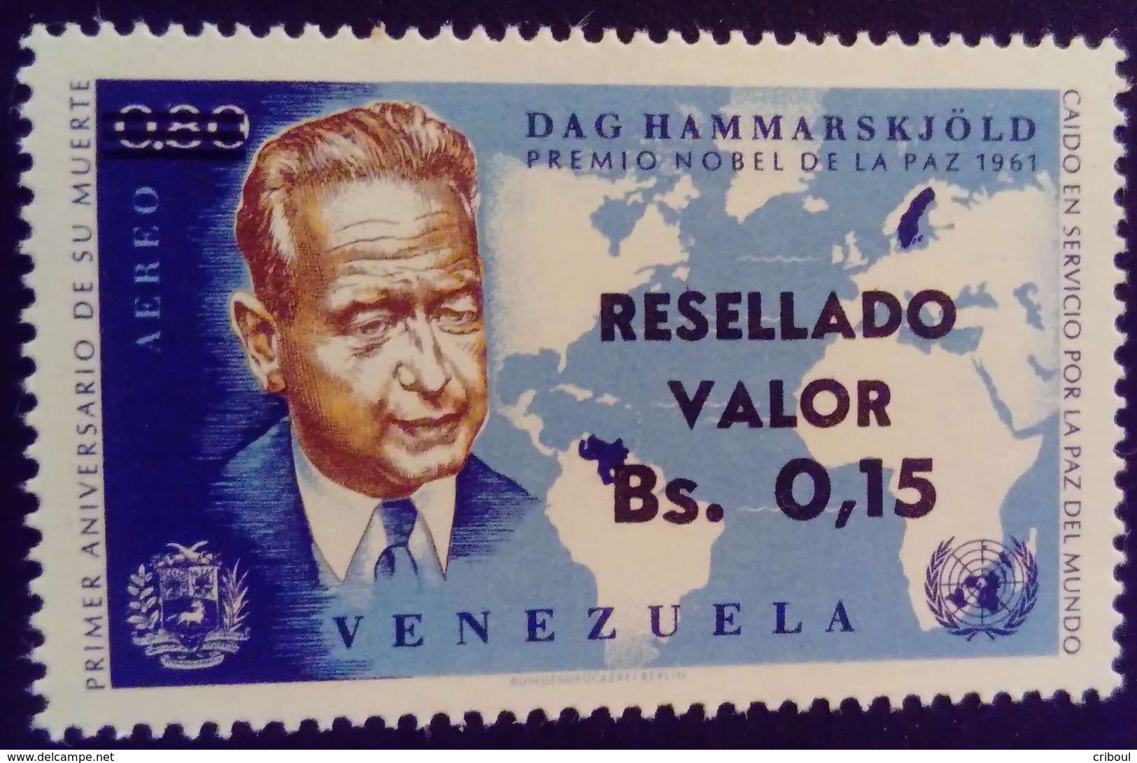 Venezuela 1965 Personnalité Personnality Surchargé Overprinted RESELLADO Yvert PA833 ** MNH - Madagaskar (1960-...)