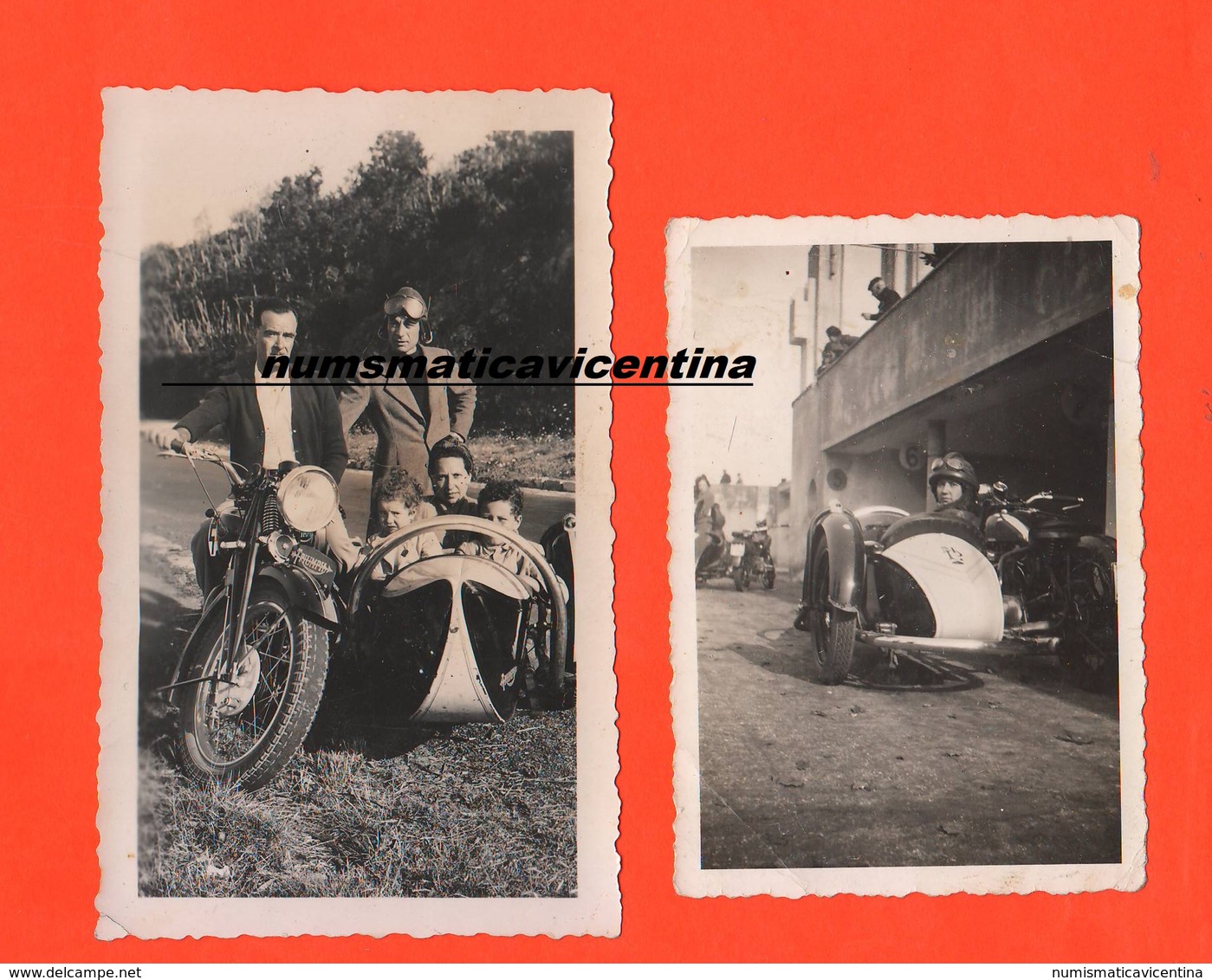 Moto Triumph Sidecar Sydecar 1937 Holds Photo 1 Con Box Su Circuito Con Monumento E Fascio Littorio - Automobiles