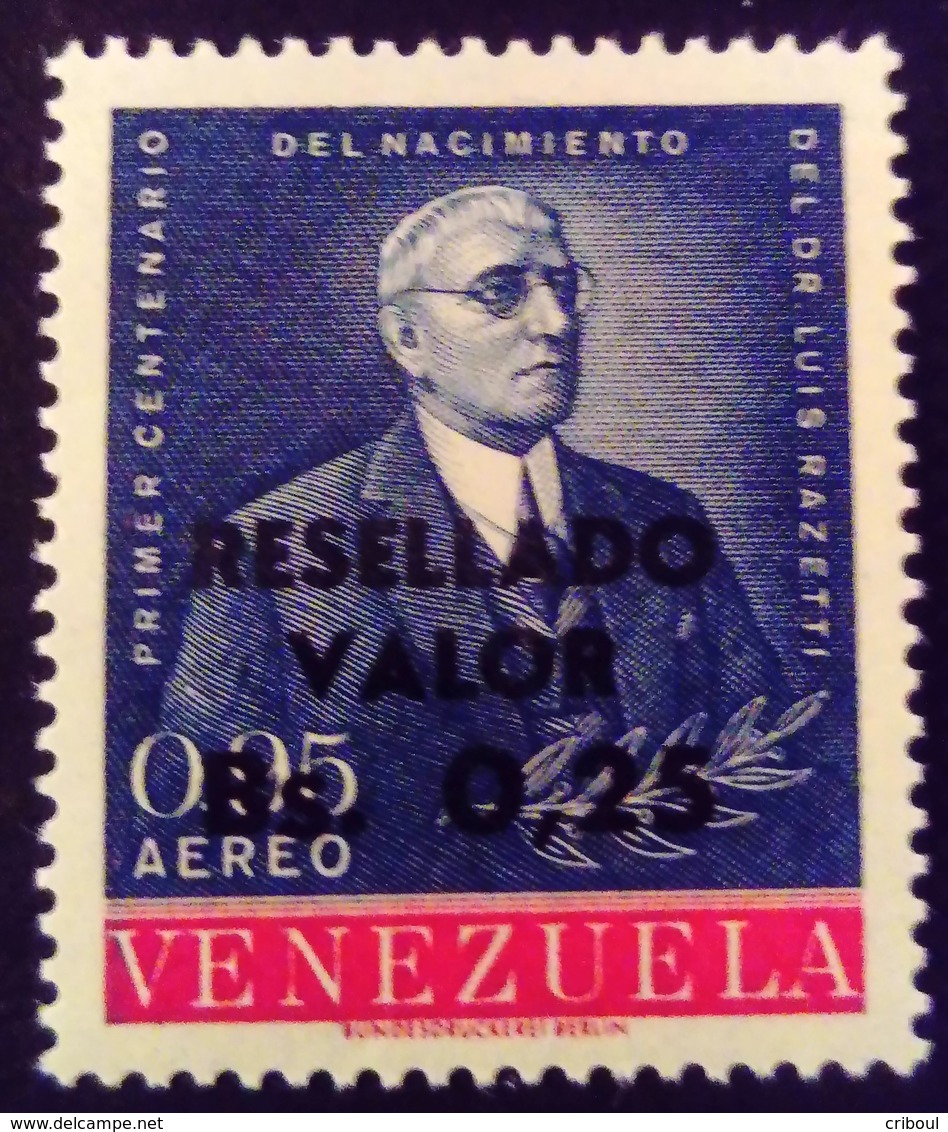 Venezuela 1965 Personnalité Personnality Surchargé Overprinted RESELLADO Yvert PA848 ** MNH - Madagaskar (1960-...)