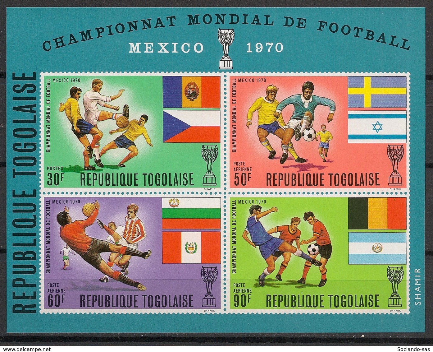 Togo - 1970 - Bloc Feuillet BF N°Yv. 44 - Football World Cup Mexico 1970 - Neuf Luxe ** / MNH / Postfrisch - Togo (1960-...)