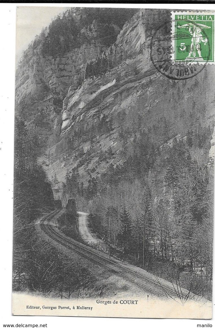 Suisse -  GORGES DE COURT - La Ligne Du Chemin De Fer   AMBULANT N° 2 Poste Ferroviaire   Edit.Georges Porret à MALLERAY - Court