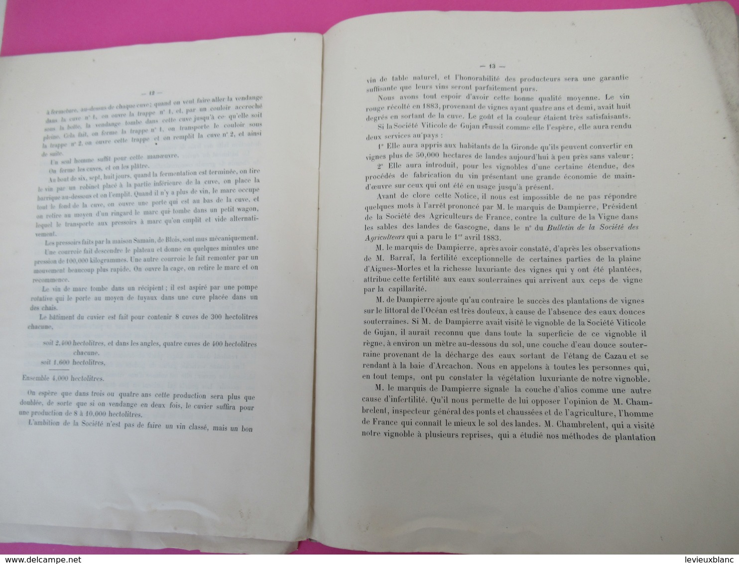 Notice sur la Société Viticole de GUJAN/Histoire de la création de ce nouveau Vignoble/ BORDEAUX Gironde/S A/1883 MDP111