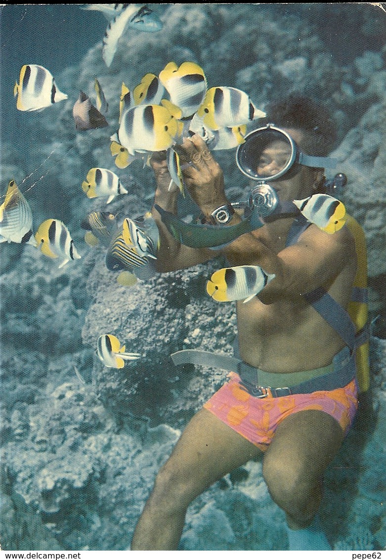 Bora Bora- Le Plongeur Du Bateau A Fond De Verre-cpm - French Polynesia