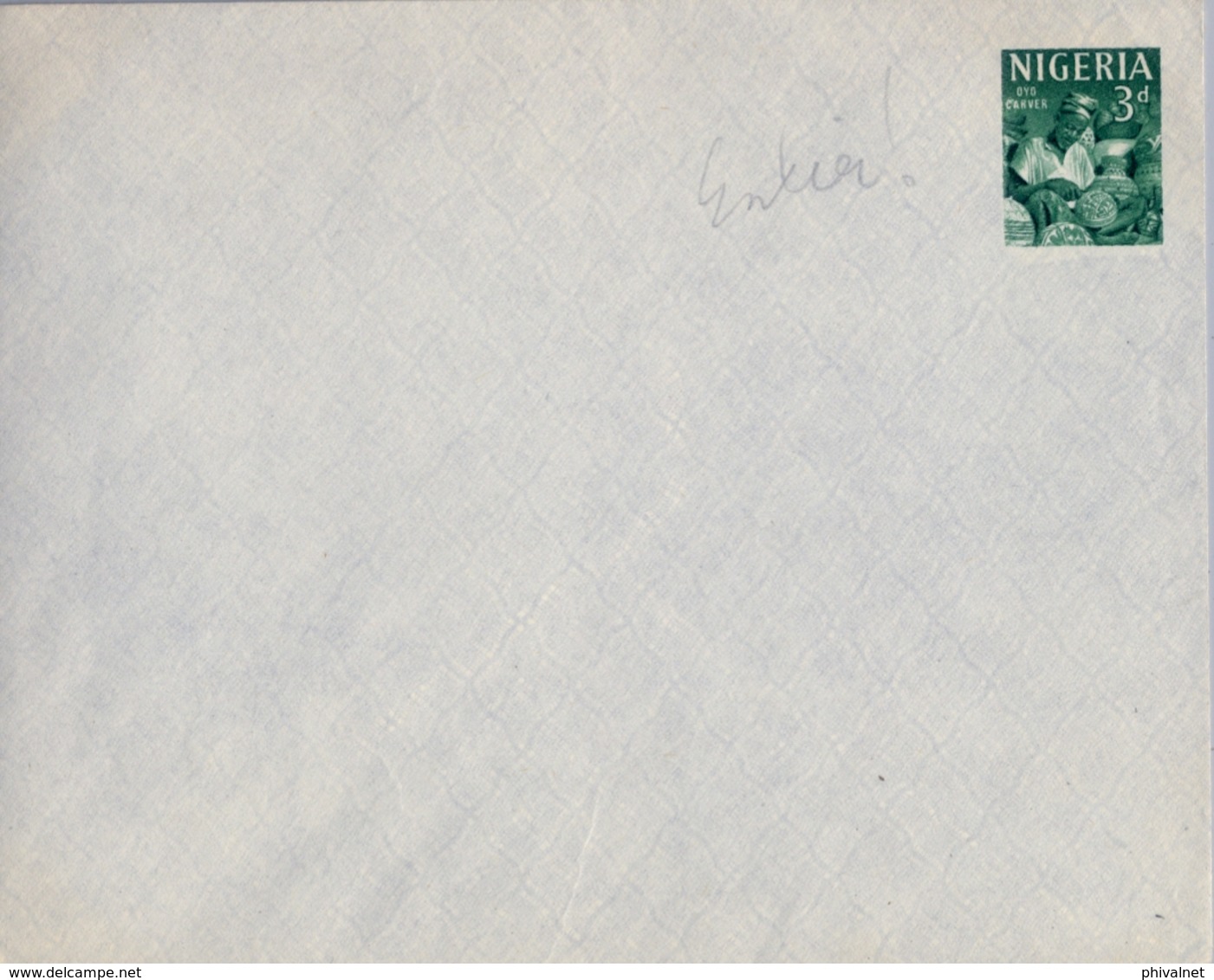 1962 NIGERIA , ENTERO POSTAL NO CIRCULADO , ARTESANIA , OYO CARVER , CRAFTMANSHIP - Nigeria (1961-...)