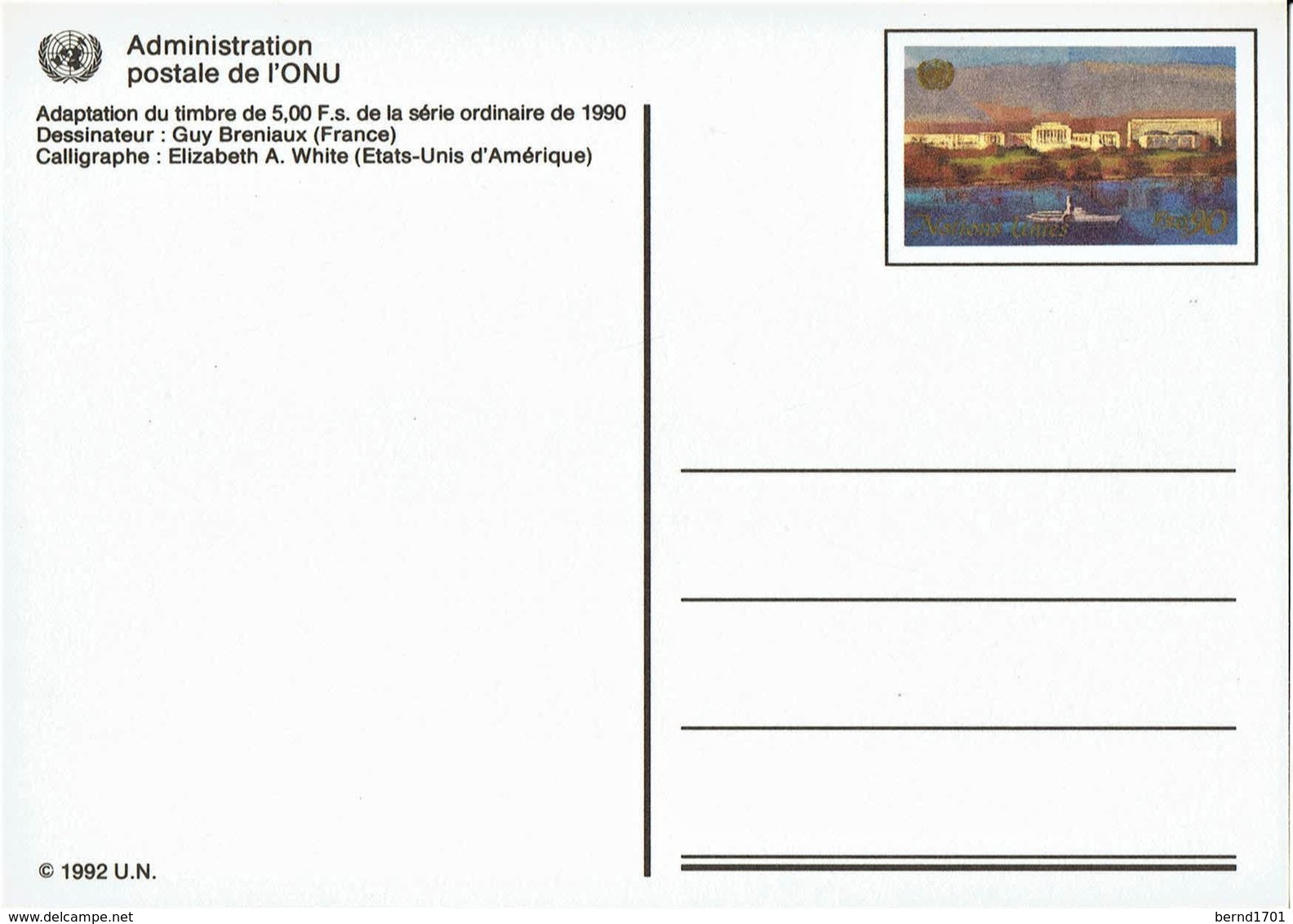 UN Genf - Ganzsache Postkarte Ungebraucht / Postcard Mint (c406) - Briefe U. Dokumente