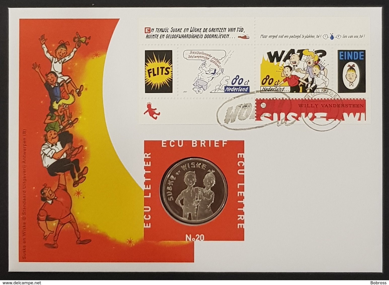 1997 FDC, Ecu Brief With Coin, Lettre, Bob And Bobette, Nederland, Netherlands, Holland, Pays Bas - FDC