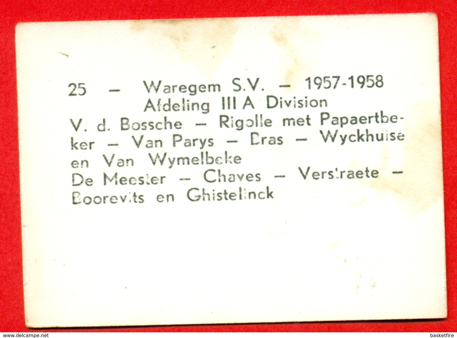 Waregem S.V. - 1957-1958 - Afdeling III A - Fotochromo 7 X 5 Cm - Autres & Non Classés
