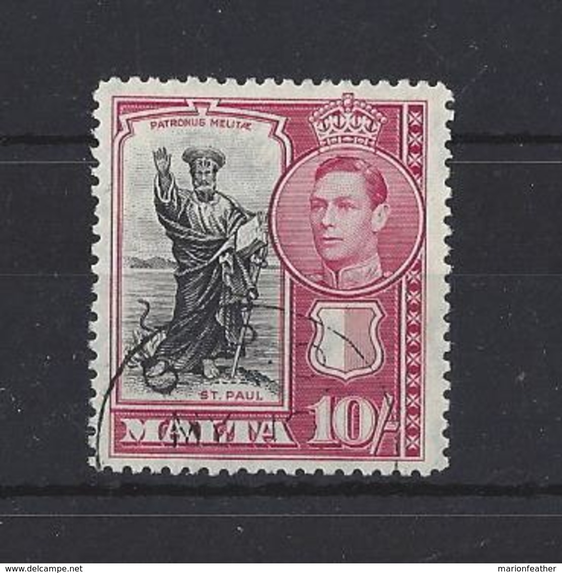 MALTA......KING GEORGE VI.(1936-52)...10/-....SG231...(CAT £19.)...CDS..VFU.. - Malta (...-1964)