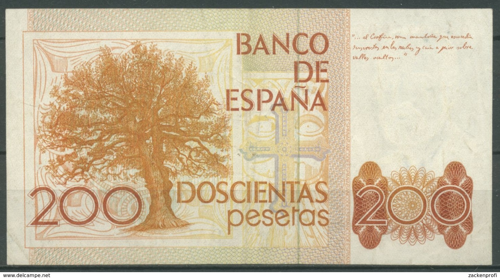 Spanien 200 Pesetas 1980, De Las Alas, KM 156, Leicht Gebraucht (M82) - [ 4] 1975-… : Juan Carlos I