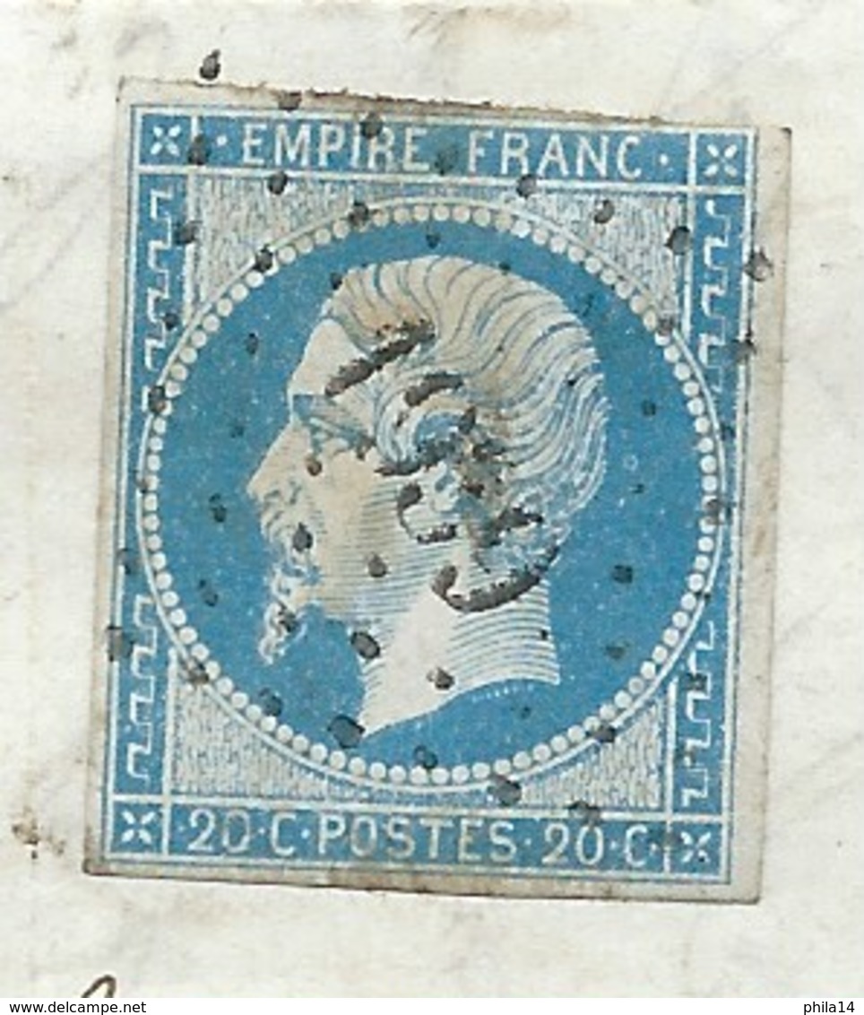 N° 14 BLEU NAPOLEON SUR LETTRE / MAY SUR ORNE POUR VERSAILLES 30 JUIL 1858 / PC 1939 INDICE 13 - 1849-1876: Période Classique