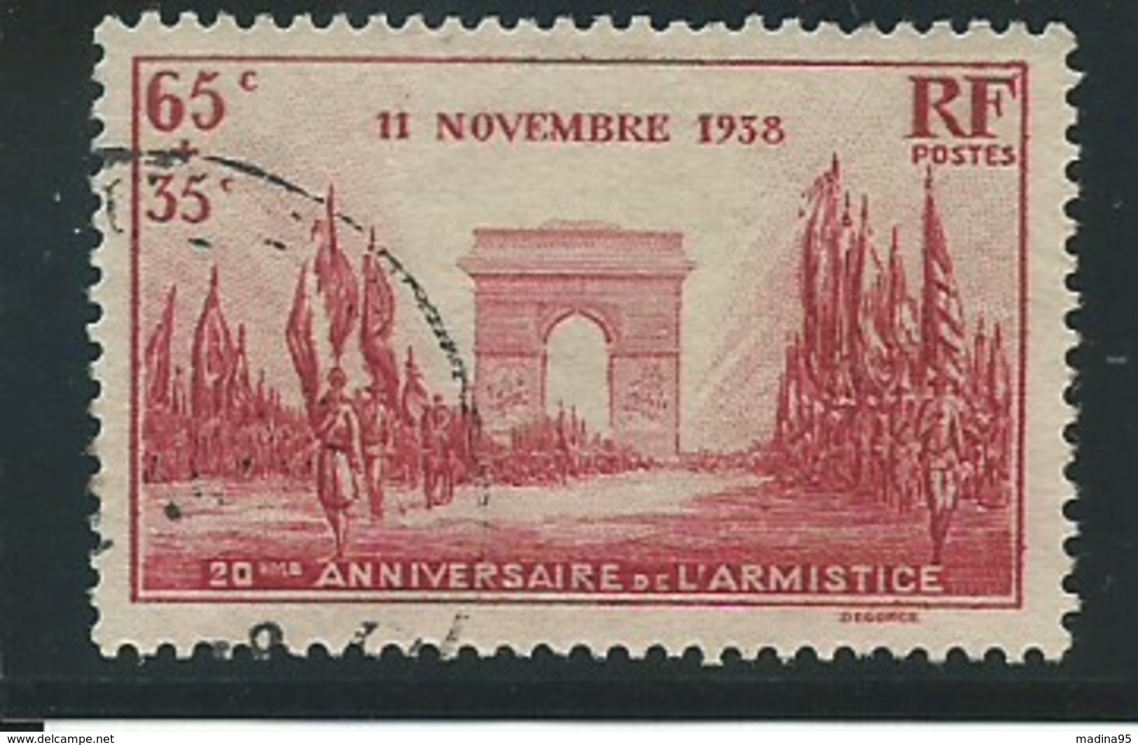 FRANCE: Obl., N° YT 403, Rouge Carminé, TB - Used Stamps