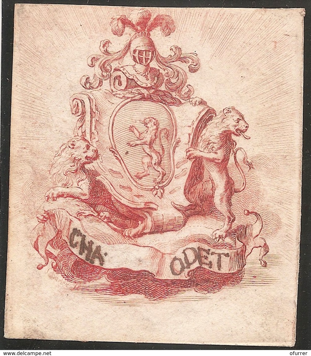 Ex-libris Charles ODET D’ORSONNENS. Fribourg. XVIIIe Siècle. - Bookplates