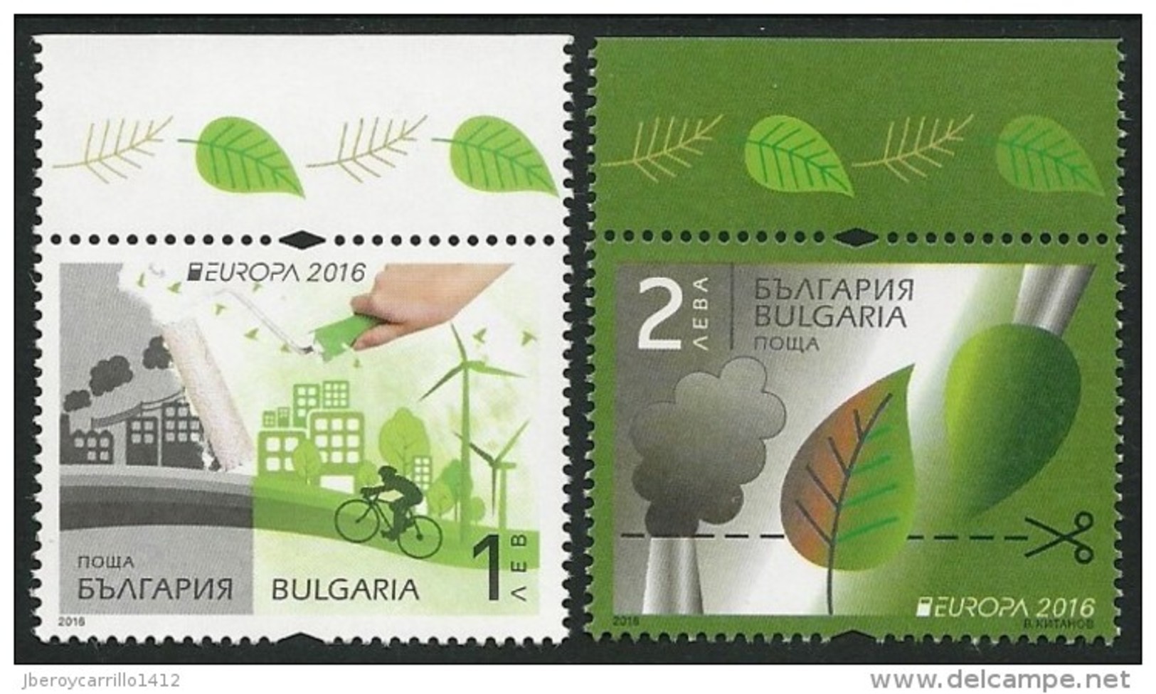 BULGARIA/ BULGARIE/ BULGARIEN  -EUROPA 2016 -TEMA " ECOLOGIA - EL PENSAMIENTO VERDE - THINK GREEN".- SERIE De 2 V. - 2016