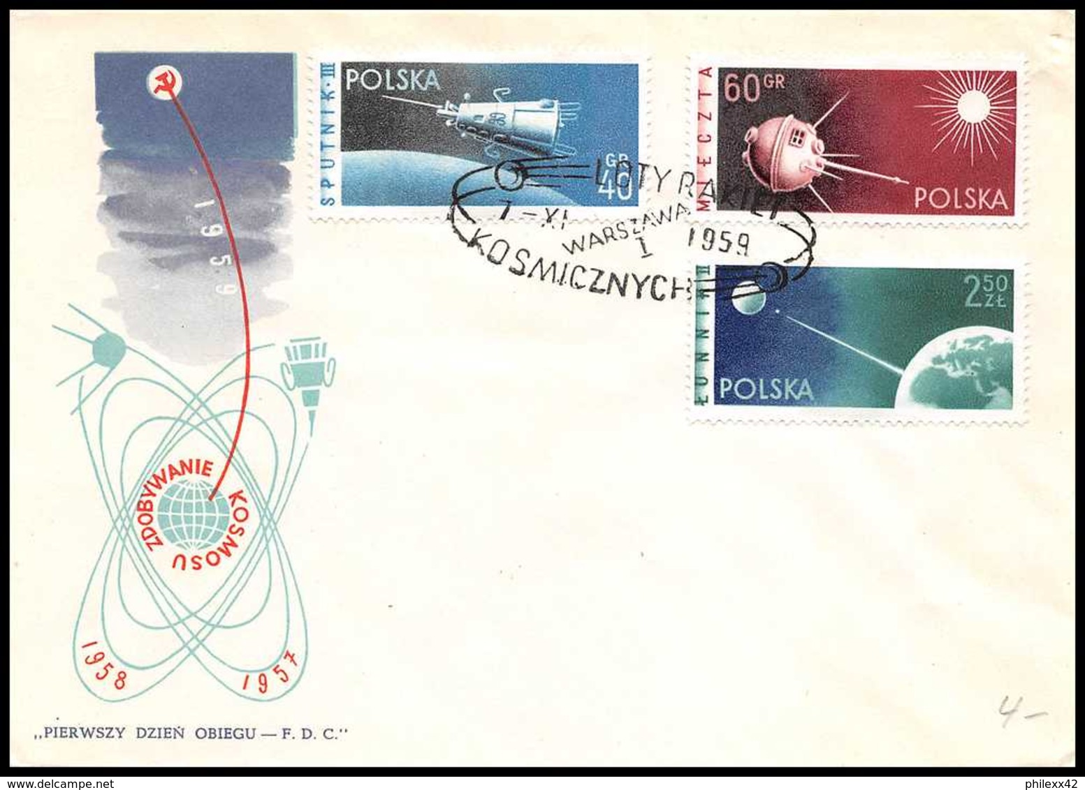 3456/ Espace (space Raumfahrt) Lettre (cover Briefe) 7/11/1959 992/994 Fdc Pologne (Poland) - Europa