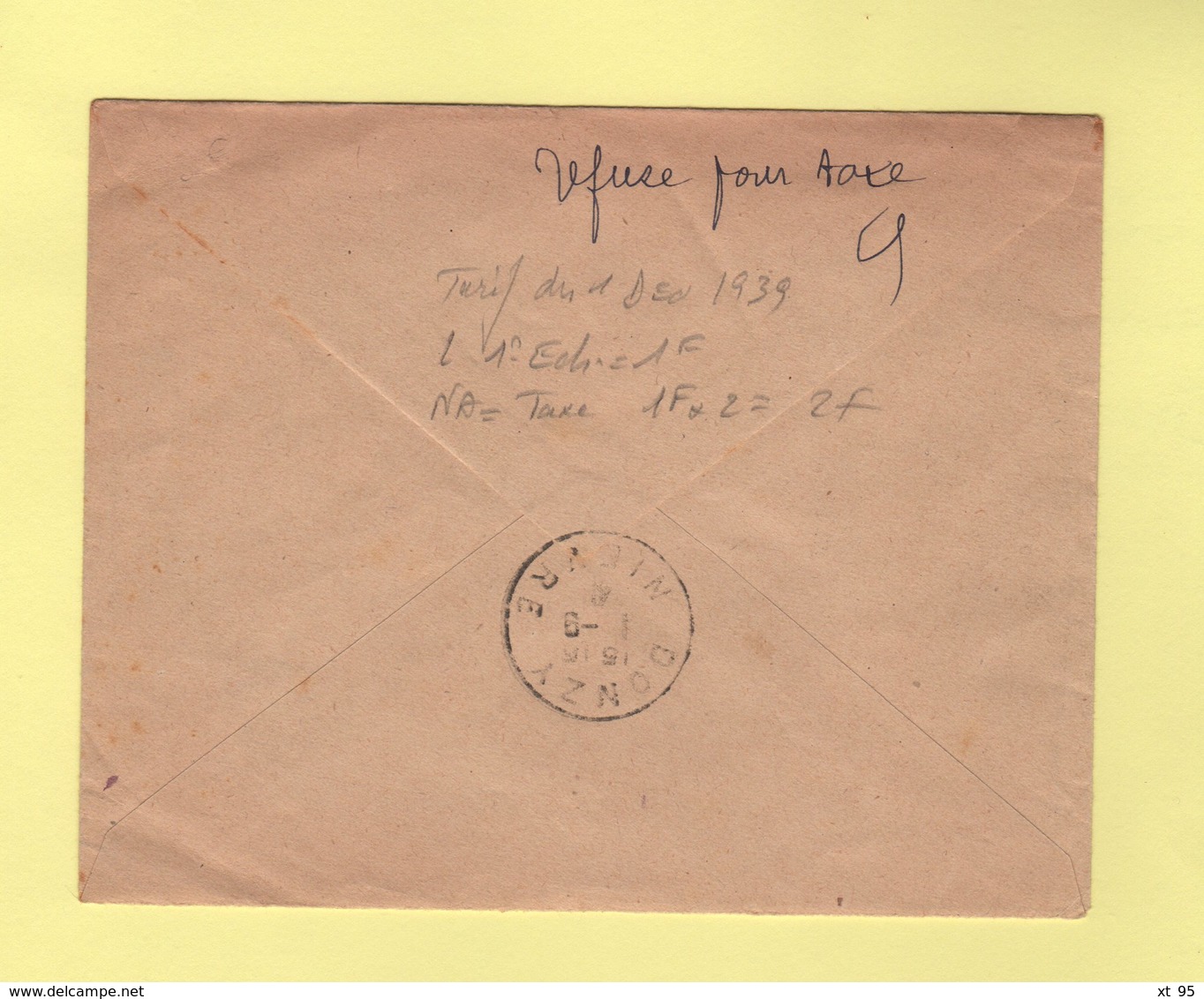 Mairie De Fleury - Yonne - 28-8-1941 - Taxe 2f - Retour A L Envoyeur - 1859-1959 Briefe & Dokumente