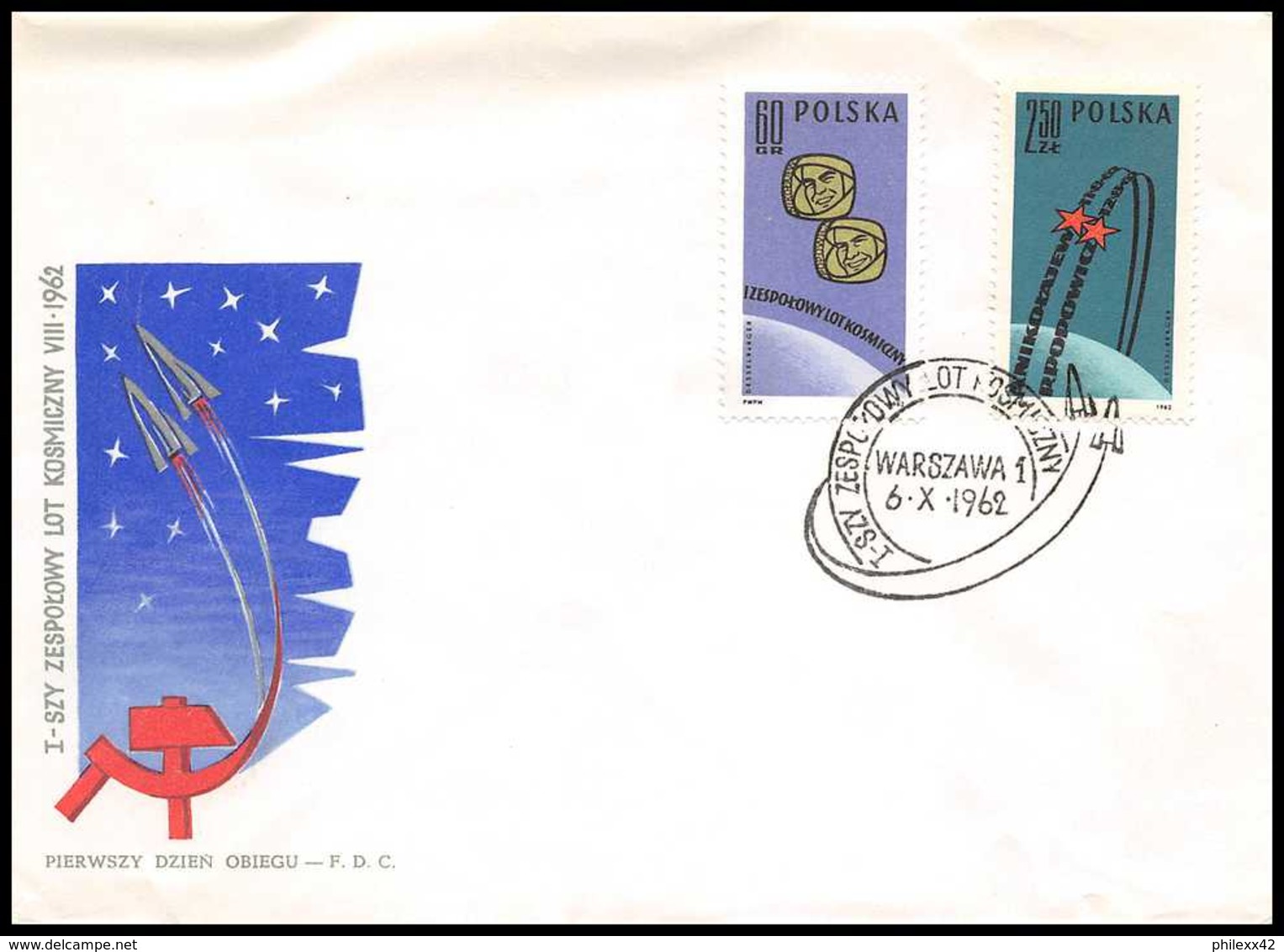 3774/ Espace (space Raumfahrt) Lettre (cover Briefe) 6/10/1962 Premier Vol Spatial Groupé VOSTOK 3 & 4 Pologne (Poland) - Europe