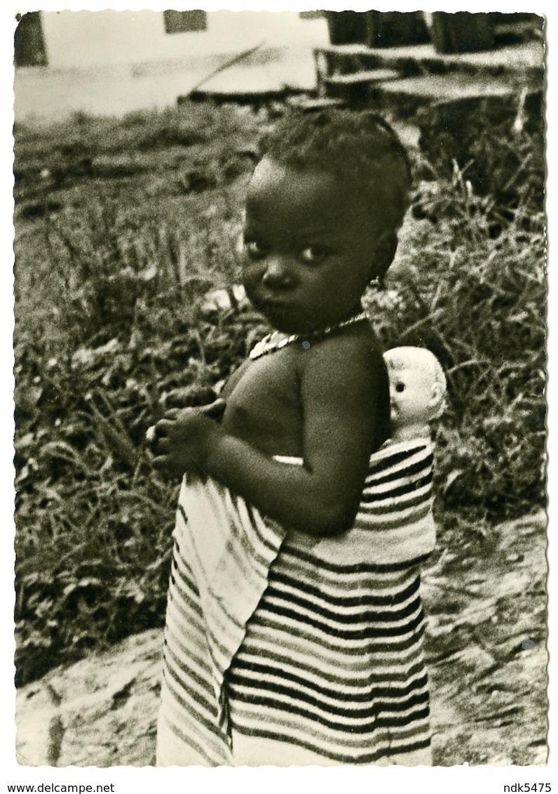 LIBERIA : NATIVE CHILD AND DOLLY - BOY SCOUTS OF LIBERIA STAMP  / ADDRESS - HAMPTON (10 X 15cms Approx.) - Liberia