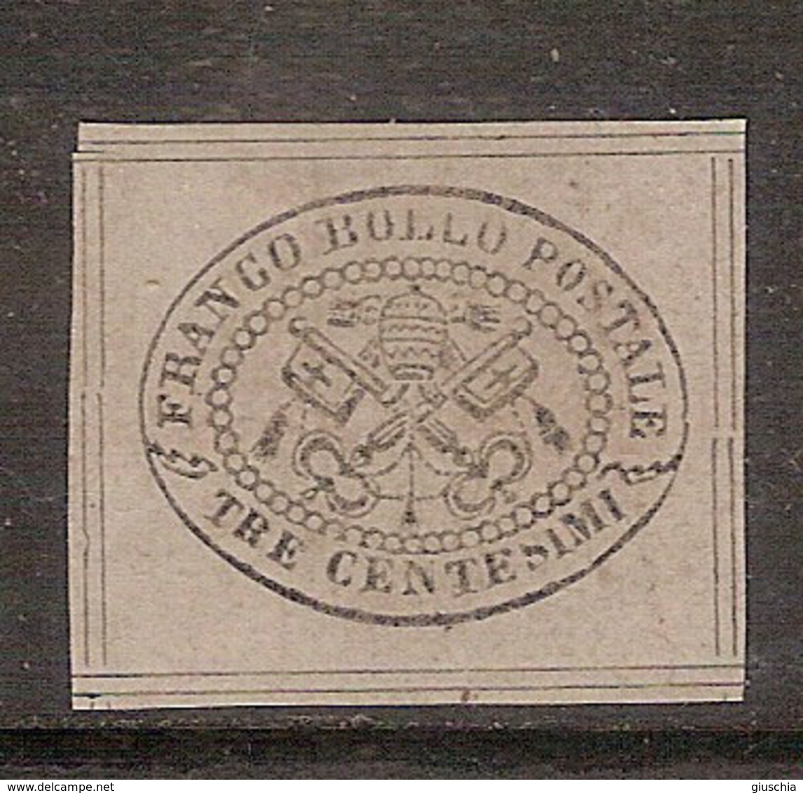 (Fb).A.Stati.Pontificio.1867.-3c Grigio Non Dentellato Nuovo,8 Filetti (12-17) - Stato Pontificio