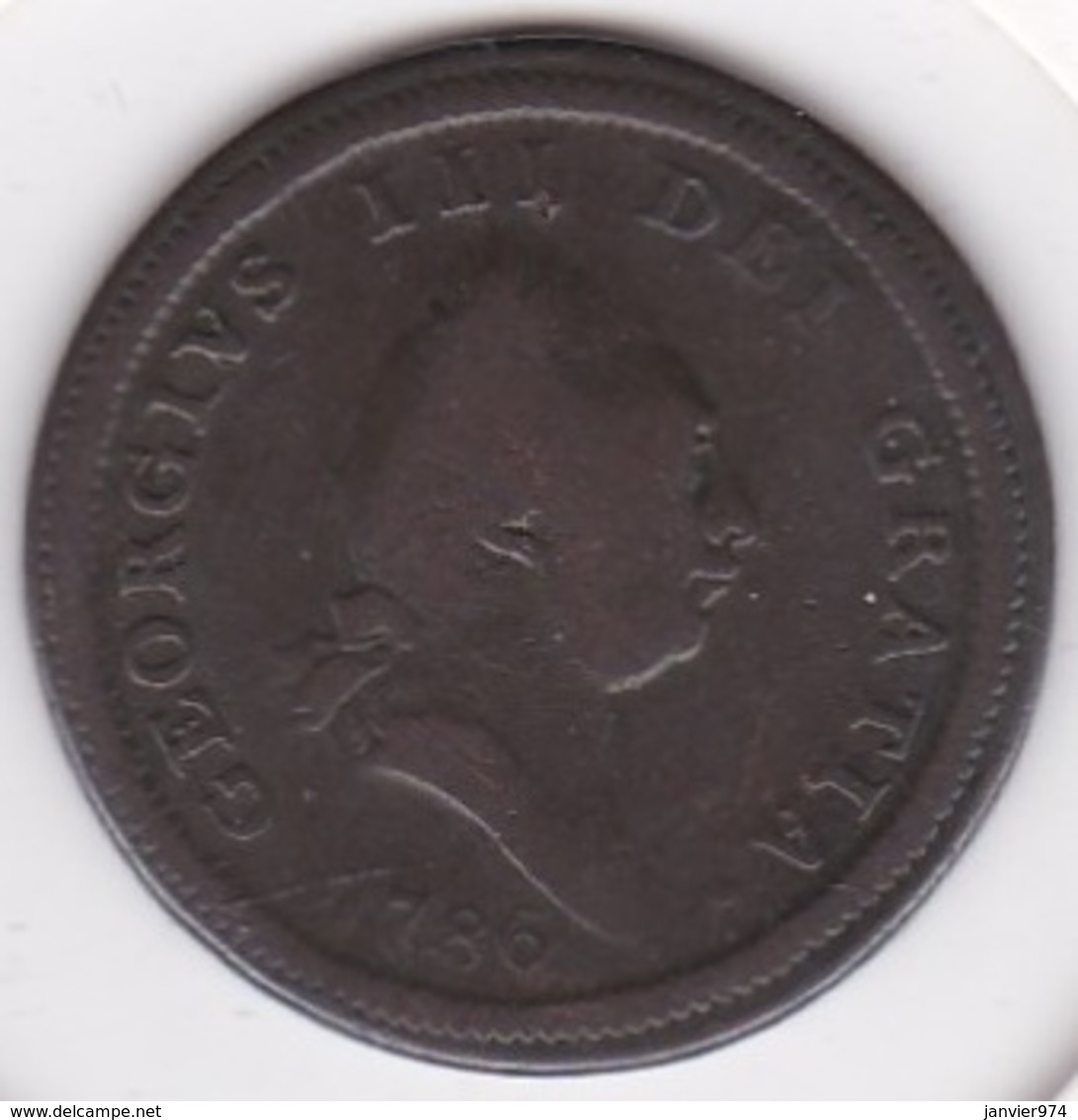 Isle Of Man 1/2  Penny 1786 George III , En Cuivre. KM# 8 - Île De  Man