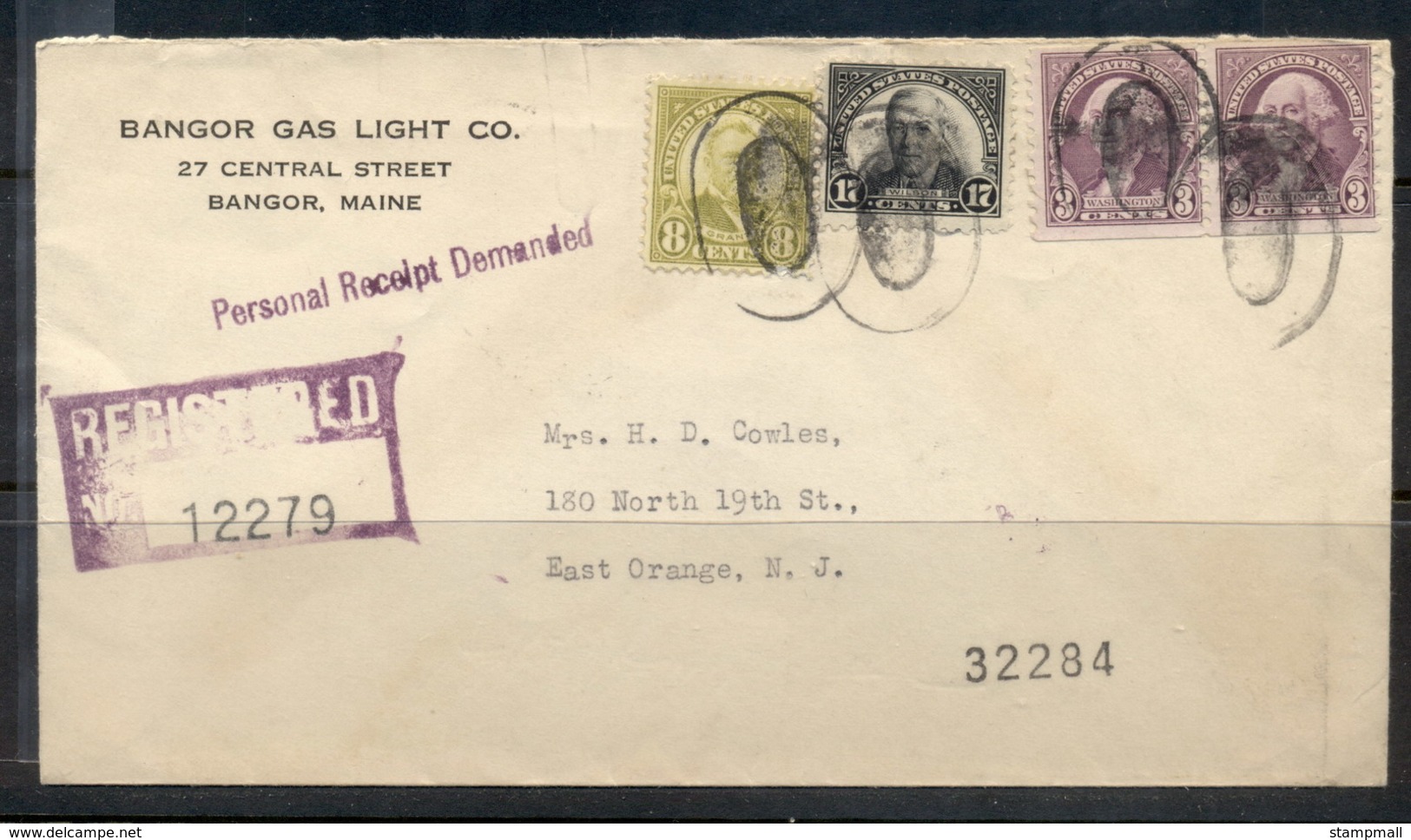 USA 1922-38 Fourth Bureau Bangor Gas CC Registered Bangor 1936 Cover - Covers & Documents