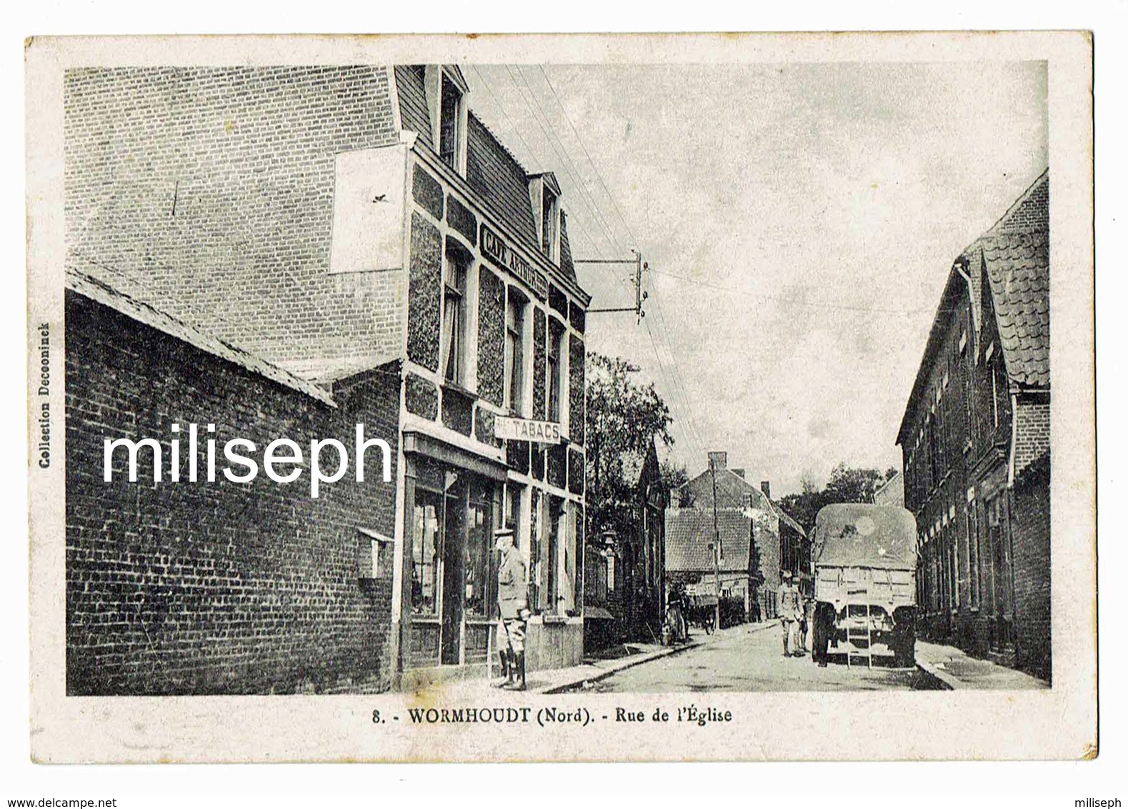 WORMHOUDT - Rue De L'Eglise - 1914 -  ( Militaires ) (Café - Tabac )   (4580) - Wormhout