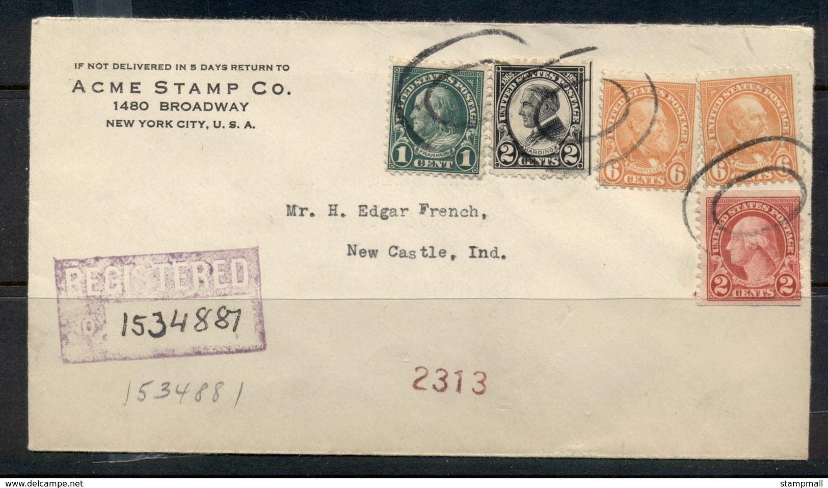 USA 1922-38 Fourth Bureau Mixed Franking Acme Stamp Dealer New York 1931 Registered Cover - Covers & Documents