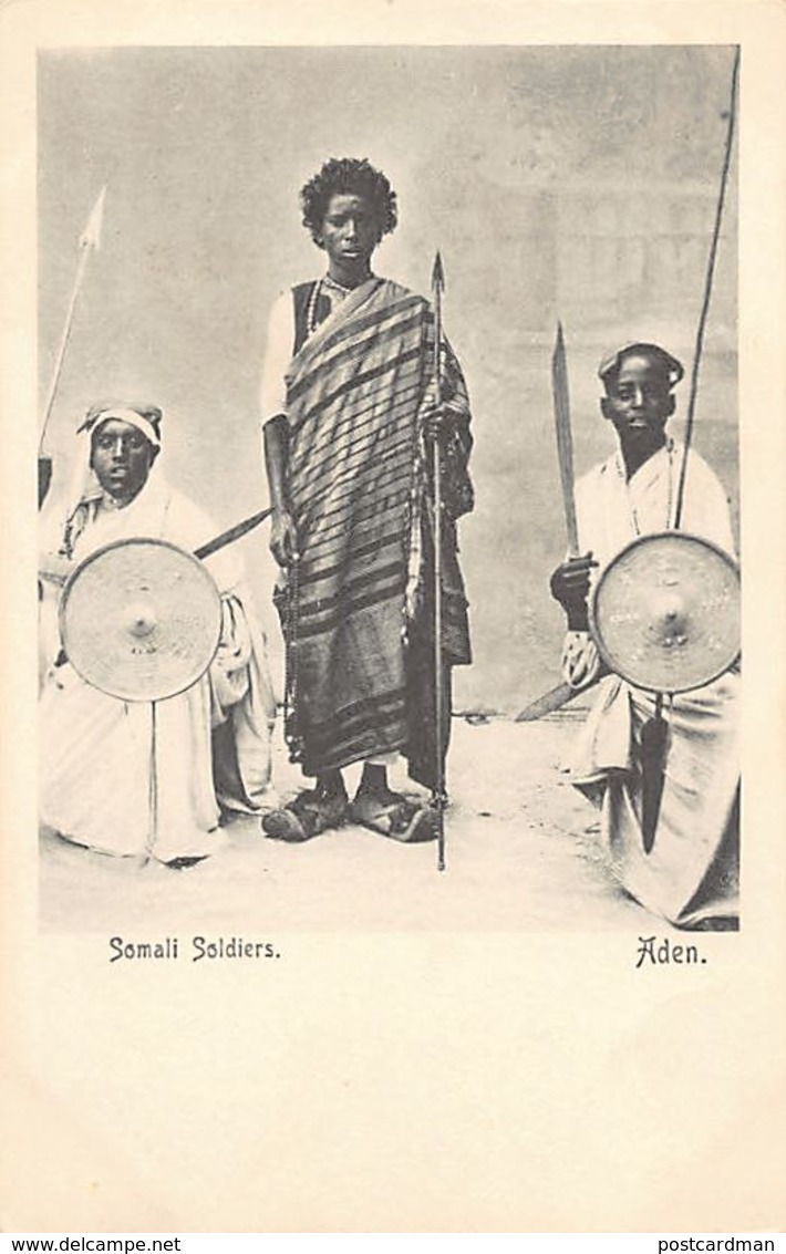 Yemen - ADEN - Somali Soldiers With Shields And Spears - Publ. J. Benghiat. - Yemen