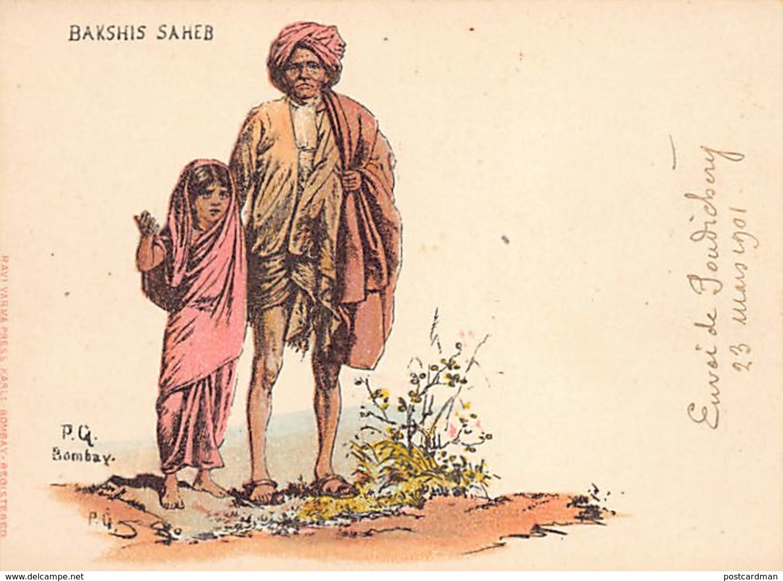 India - Bakshis Saheb - Early Postcard, Small Size - Publ. Ravi Varma Press. - India