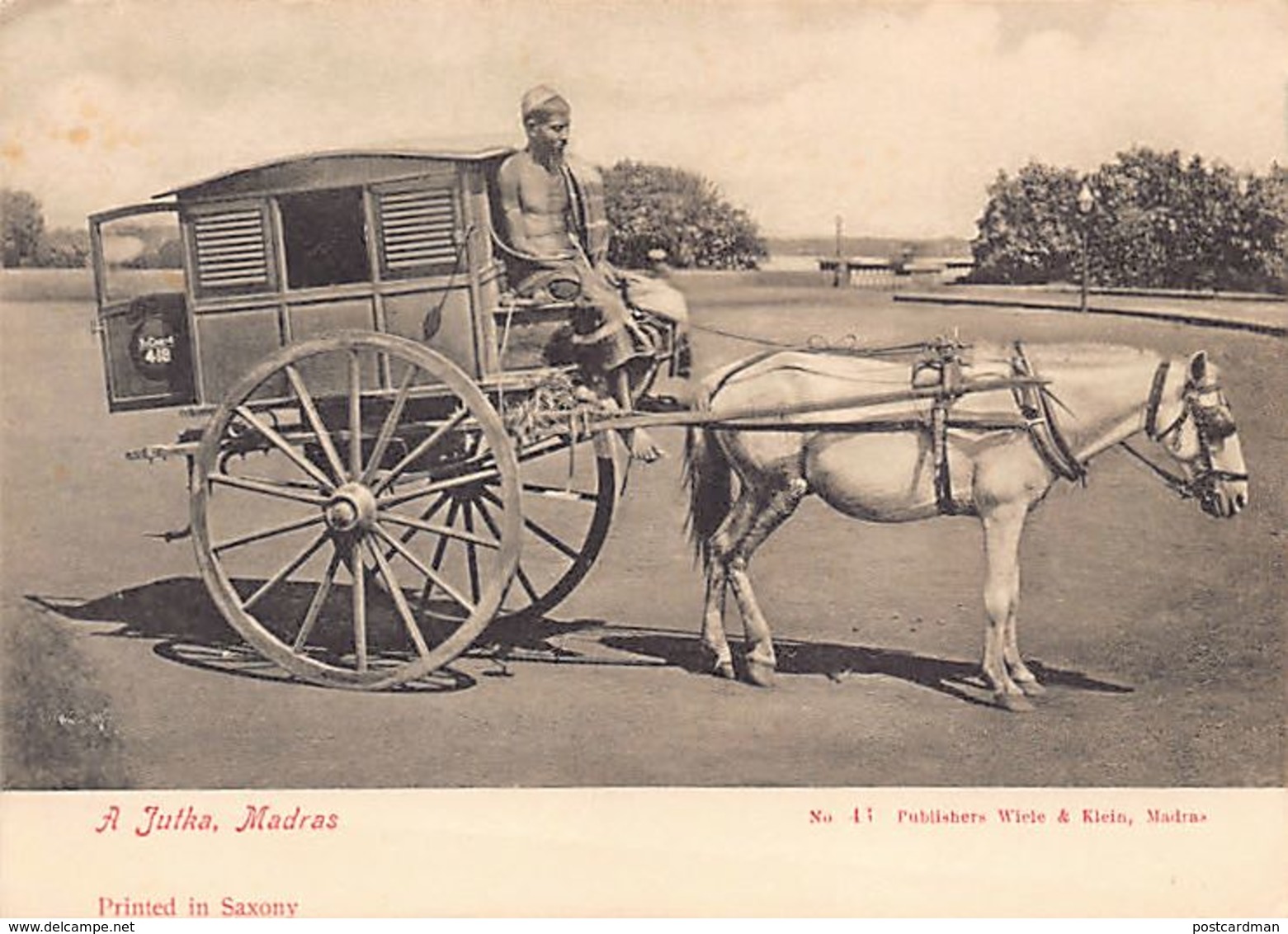 India - CHENNAI Madras - A Jutka (Coach) - Early Postcard, Small Size - Publ. Wiele And Klein. - India