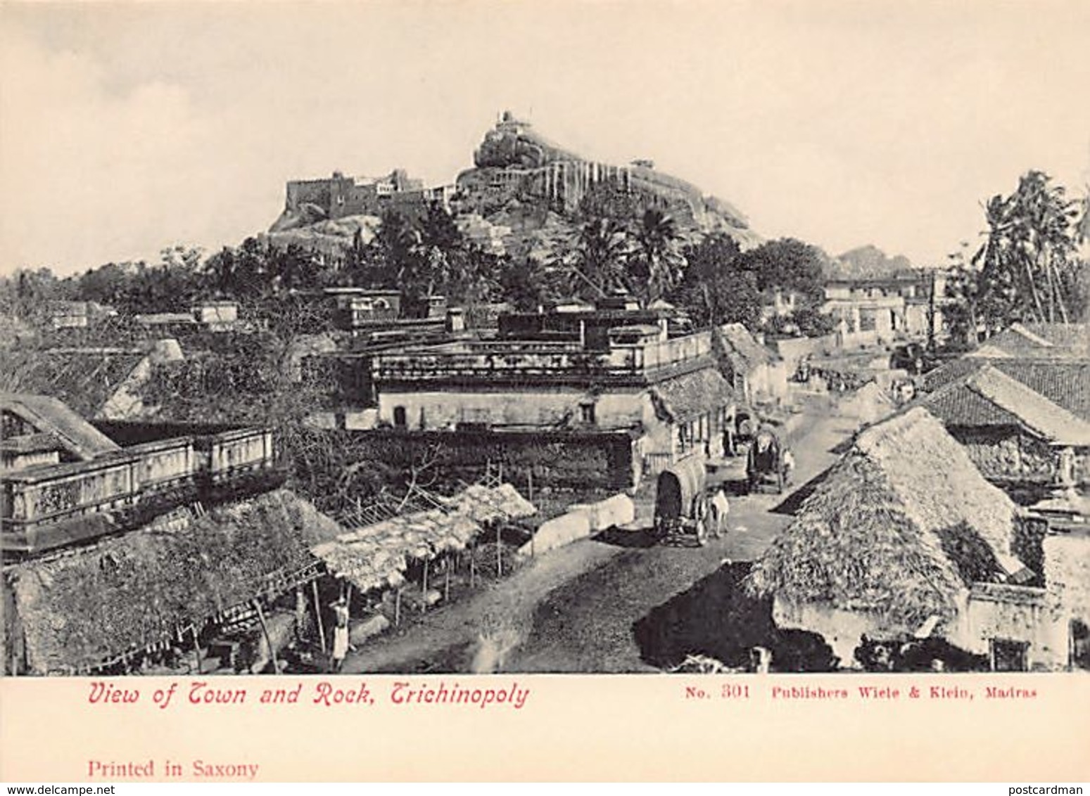 India - TRICHINOPOLY - View Of Town And Rock - Early Postcard, Small Size - Publ. Wiele And Klein. - India