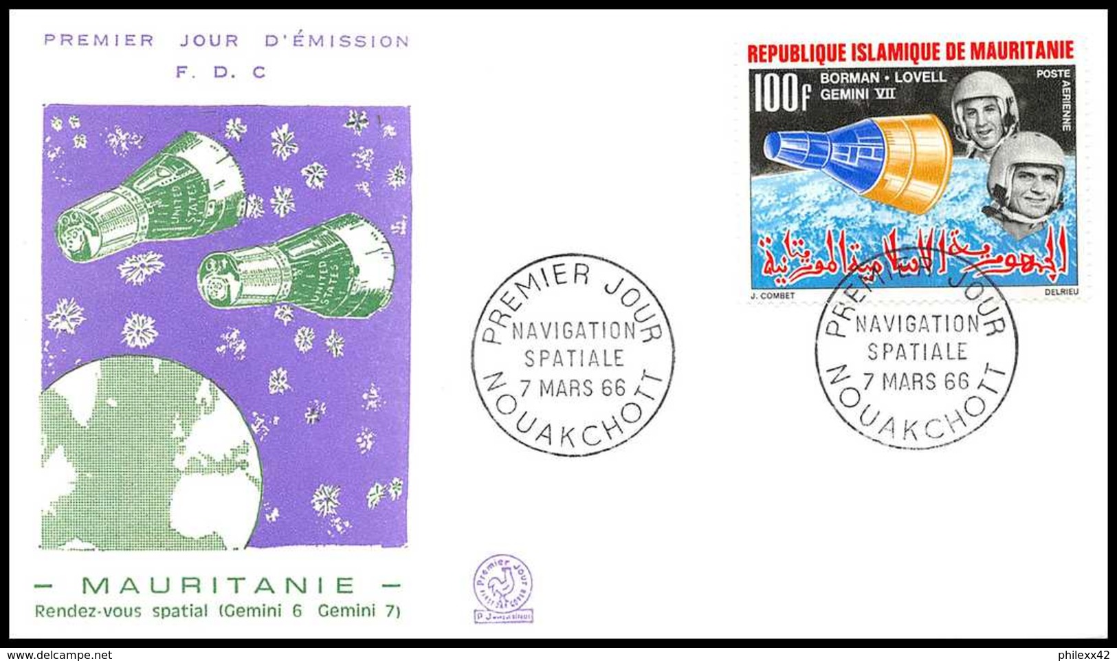 5006/ Espace (space) Lettre (cover) 7/3/1966 Fdc Gemini 6 Et 7 Stafford Schirra Mauritanie - Africa