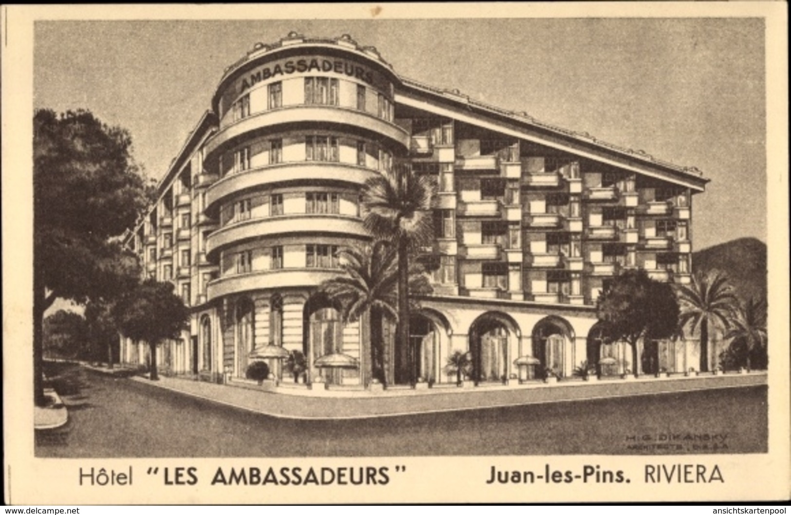 Cp Juan Les Pins Riviera Alpes Maritimes, Hotel Les Ambassadeurs - Andere & Zonder Classificatie