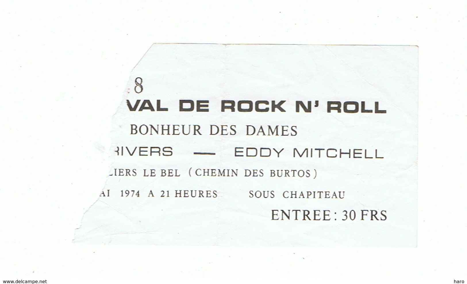 Ticket D'entrée - Spectacle, Concert De Dick RIVERS Et Eddy MITCHELL Et Au Bonheur Des Dames En 1974 (fr81) - Eintrittskarten