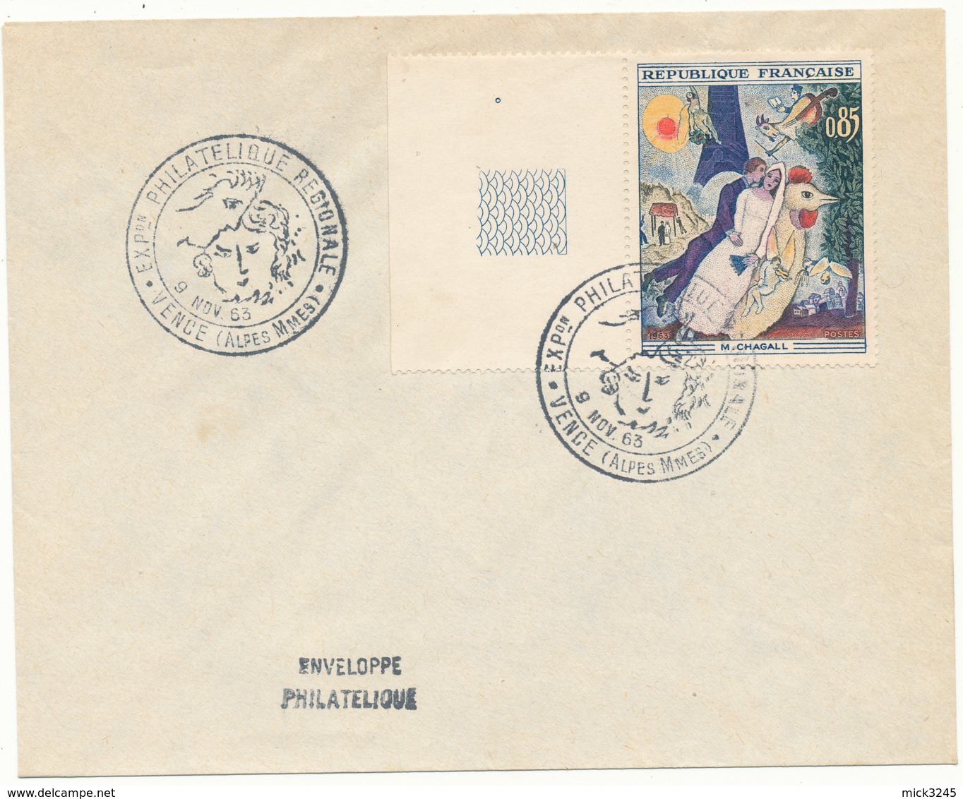 Lettre Avec Cachet De Vence Exposition Sur Chagall En 1963 - 1960-1969