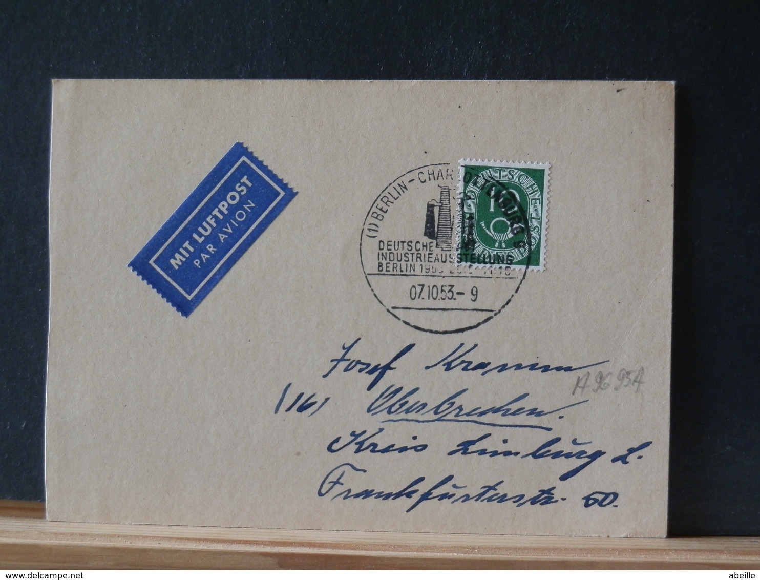 A9695A LETTRE ALLEMAGNE OBL.  1953 - Lettres & Documents