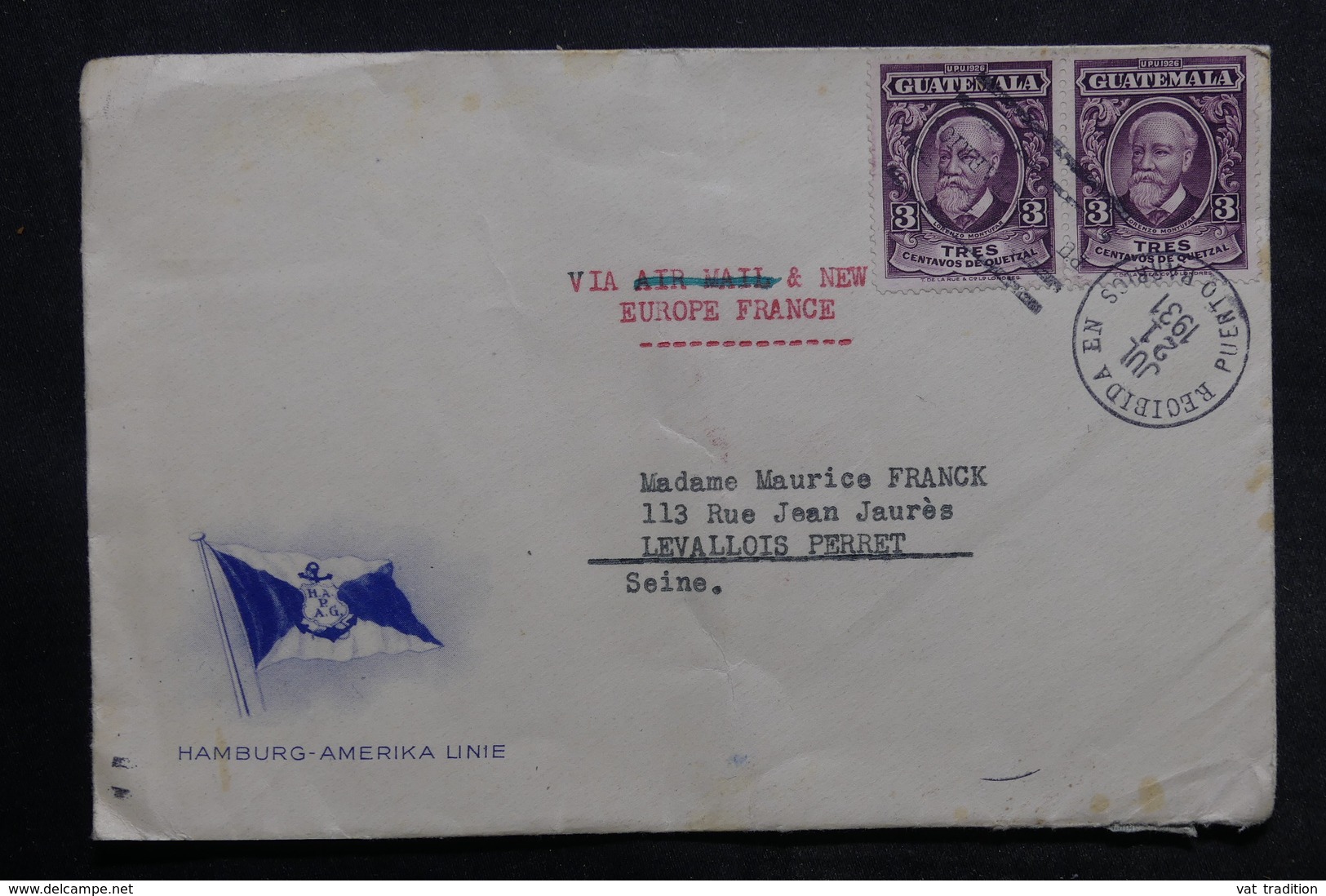 GUATEMALA - Enveloppe Pour La France En 1931, Affranchissement Et Oblitération Plaisants - L 33738 - Guatemala