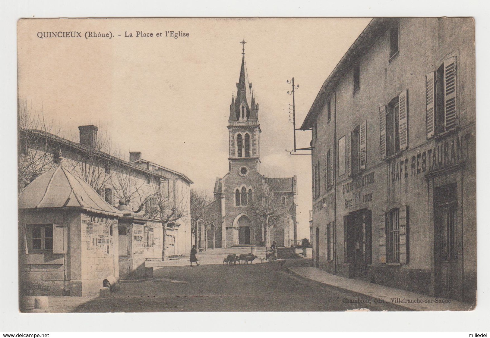 NO114 - QUINCIEUX - La Place Et L'Eglise - Epicerie - Café Restaurant - Other & Unclassified