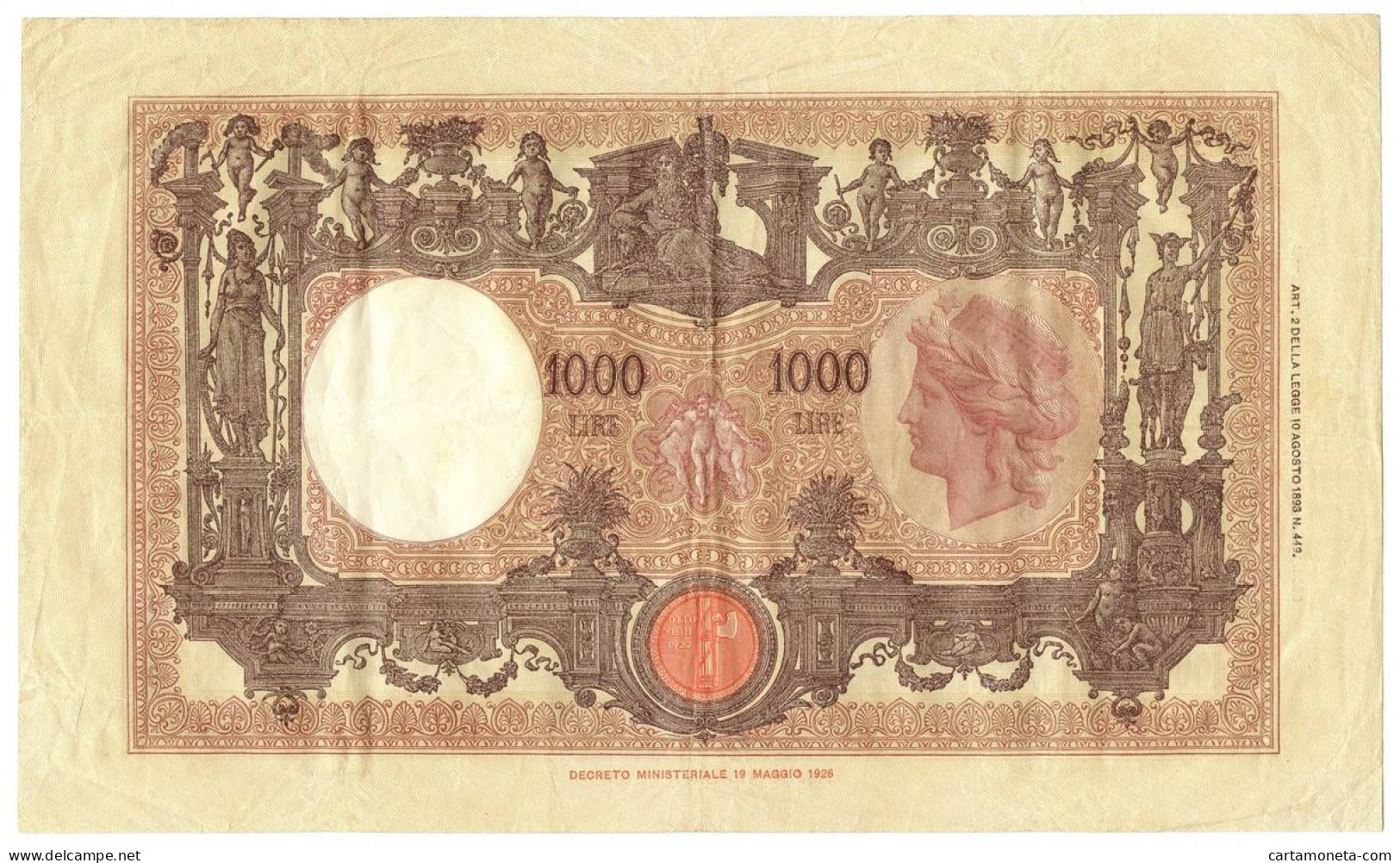 1000 LIRE BARBETTI GRANDE M TESTINA FASCIO I TIPO AZZOLINI 02/01/1932 BB/SPL - Regno D'Italia – Autres