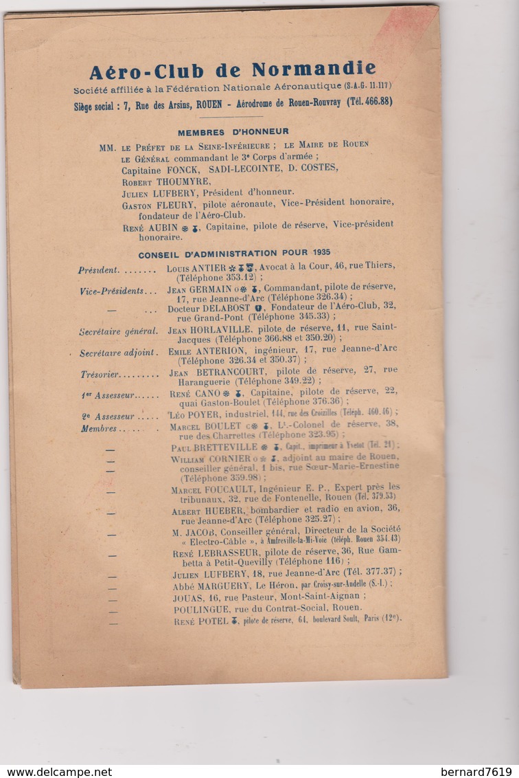 76 Revue   De L'aero-club De Normandie   40 Pages 76 Rouen Aviation  Octobre 1935 - Autres & Non Classés